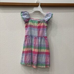 GC Gap Kids girls' multicolored plaid linen-blend dress